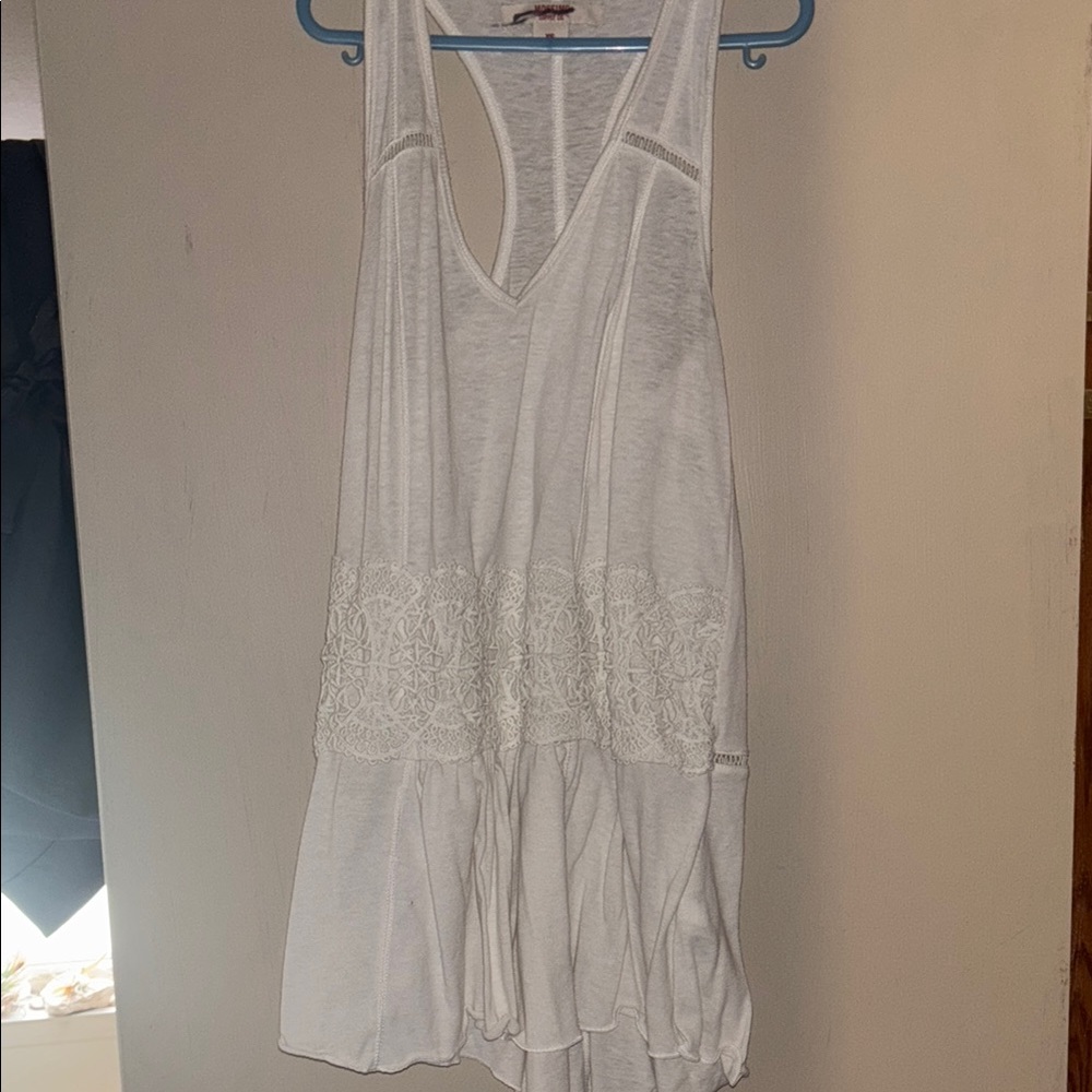 White Sleeveless Tunic with Lace Detail